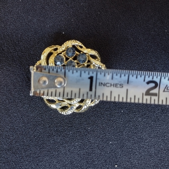 Gold and Blue Gemstone Brooch - Picture 8 of 8